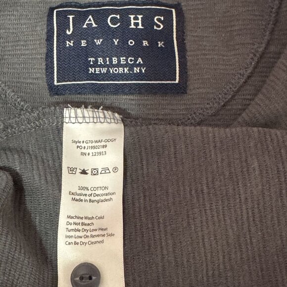 JACHS New York Tribeca Mens Hoodie Henley Long Sleeve 100%Cotton Gray Pullover M - Picture 7 of 7